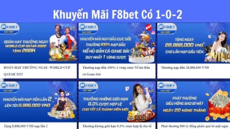 Những ưu đãi thưởng cược tại F8bet 