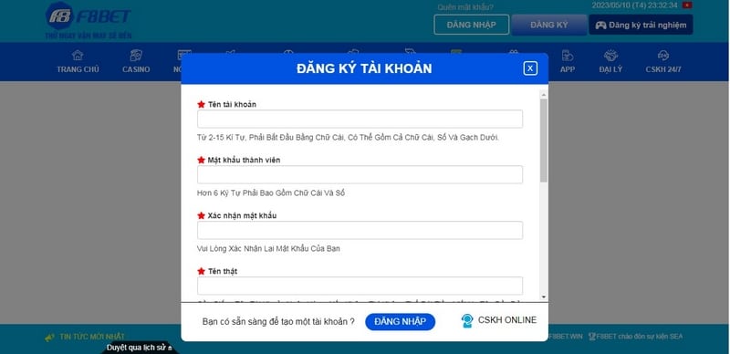 Đăng ký tài khoản F8bet