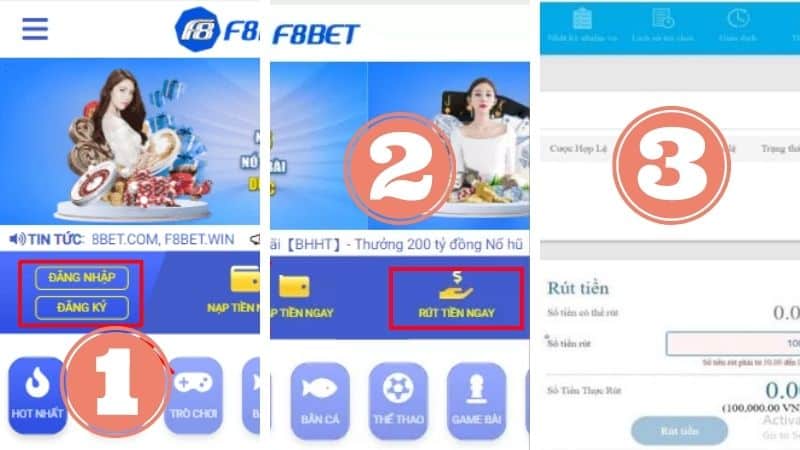 Hướng dẫn cách rút tiền tại F8bet 